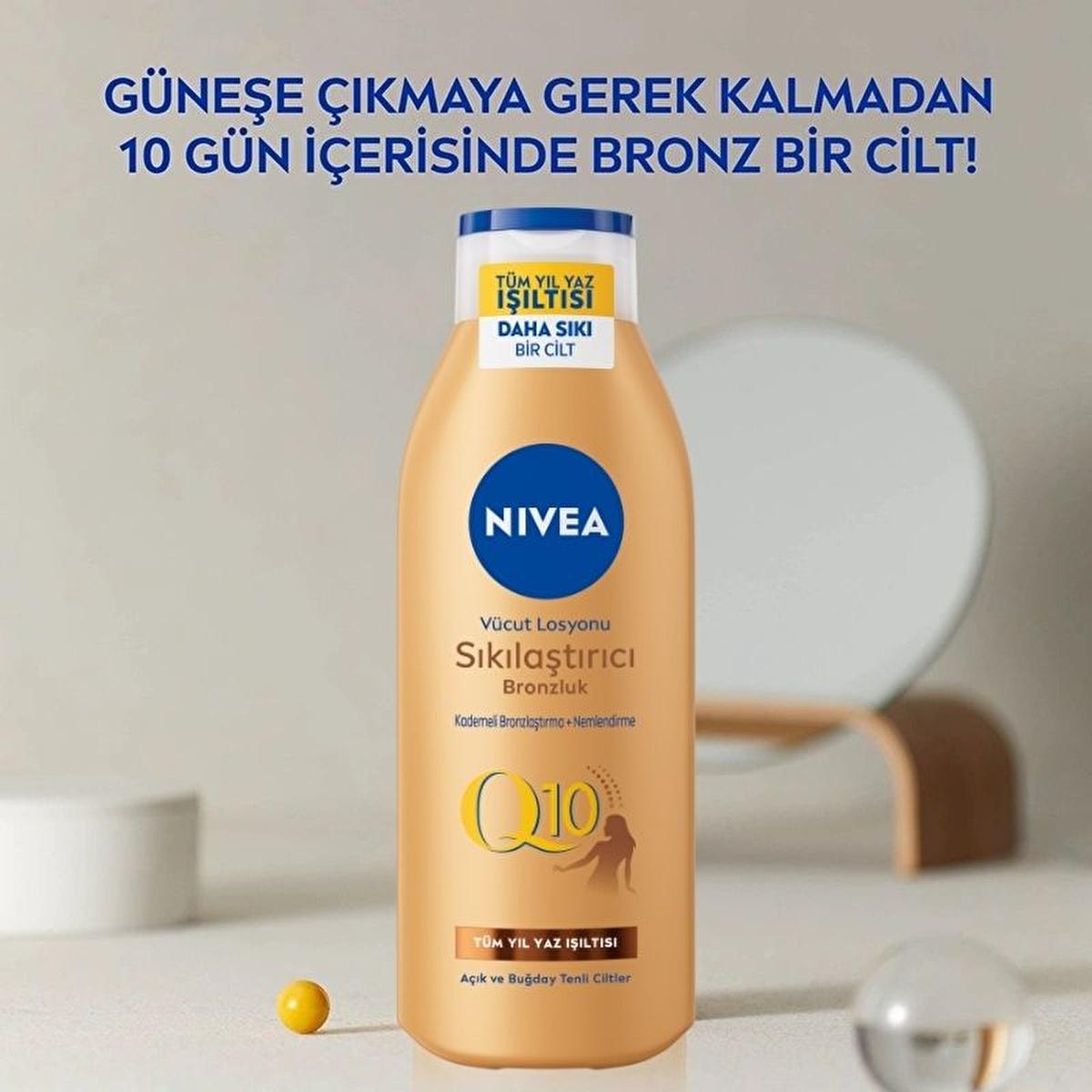 Nivea Nivea Q10 Firming & Tanning Body Lotion - Moisturizing, Sunless Tan, Firming Body Care for Fair to Medium Skin Tones - Glamourous Grace