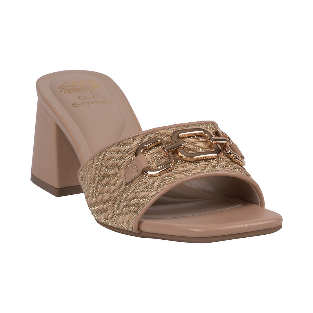Women's Wanda Nude Hardware Heeled Sandals - Glamourous Grace
