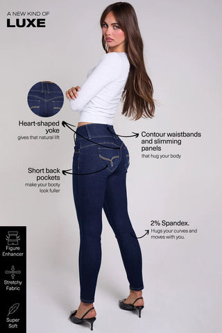 Women's Luxe Mid Rise 3-Button WannaBettaButt Skinny Jeans - Glamourous Grace
