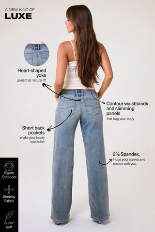 Women's Low Rise WannaBettaButt Wide Leg Jeans