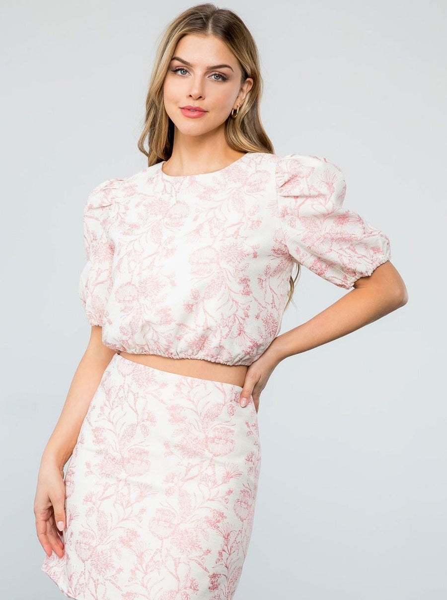 Tess Puff Sleeve Flower Print Top - Glamourous Grace