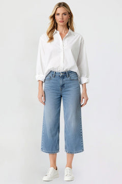 Women's Premium Stretch Cropped Wide Leg Jeans