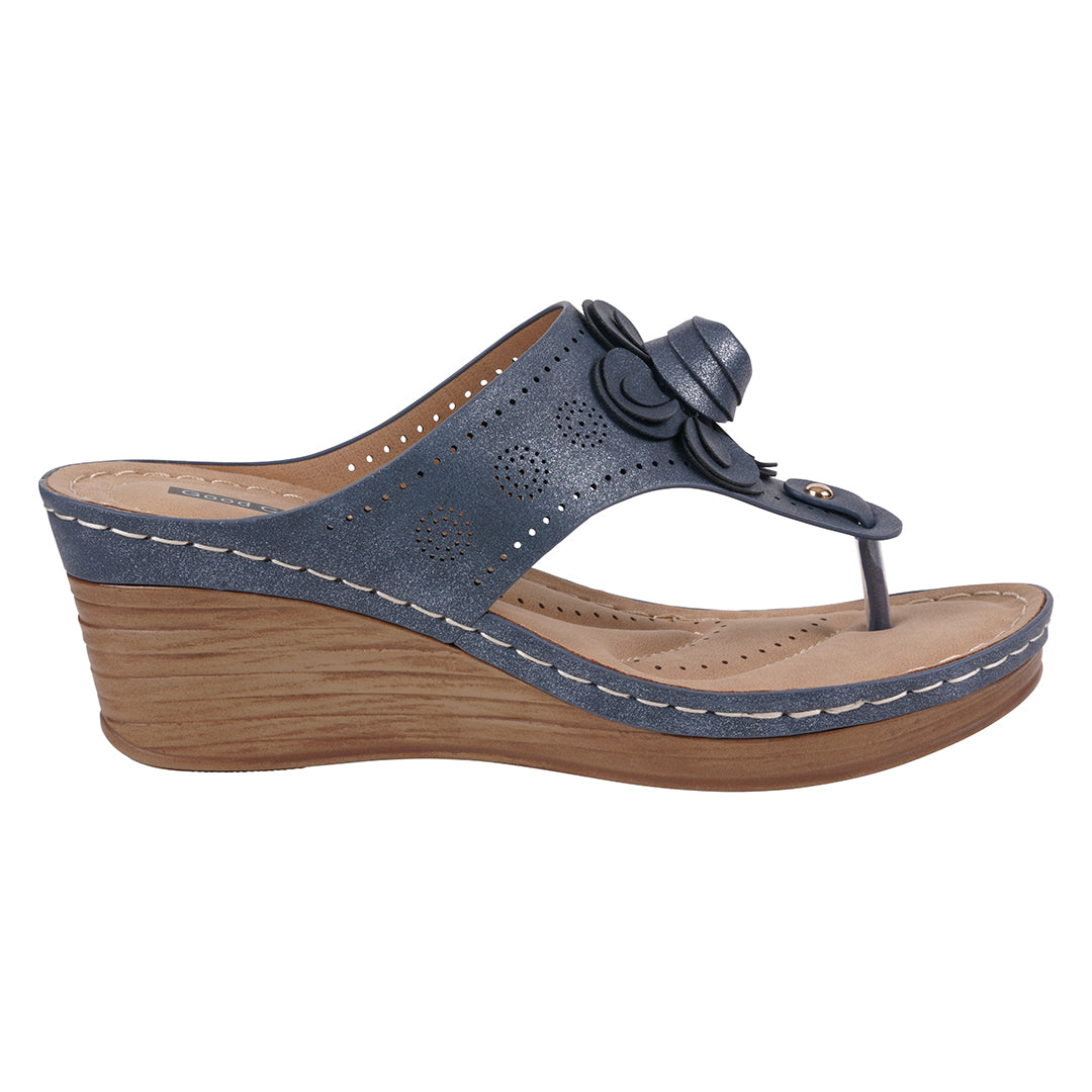 Women's Willa Blue Floral Wedge Sandals - Glamourous Grace