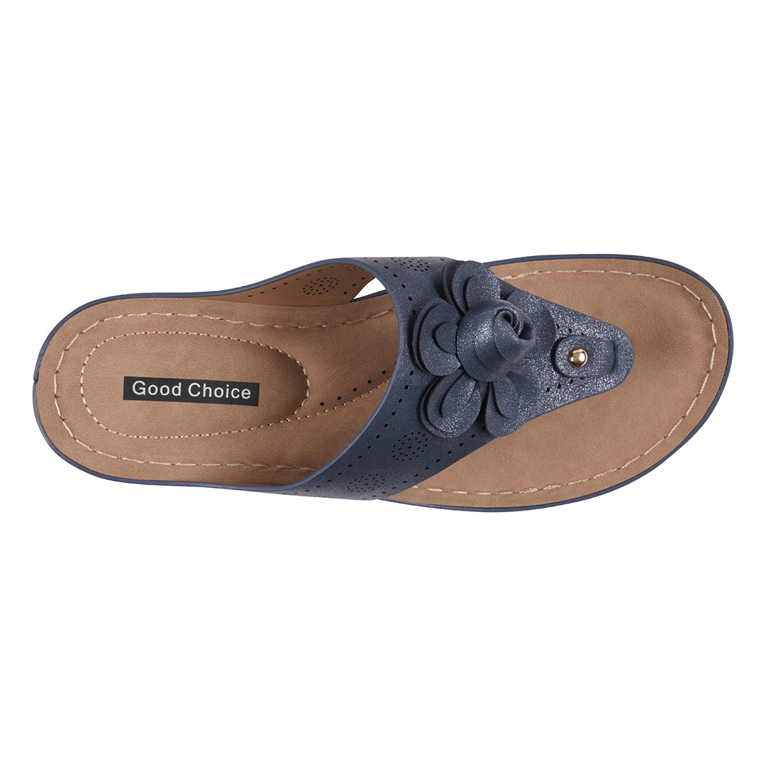 Women's Willa Blue Floral Wedge Sandals - Glamourous Grace