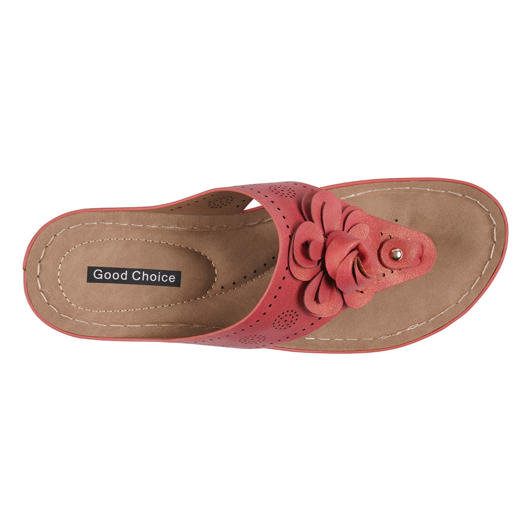 Women's Willa Red Floral Wedge Sandals - Glamourous Grace