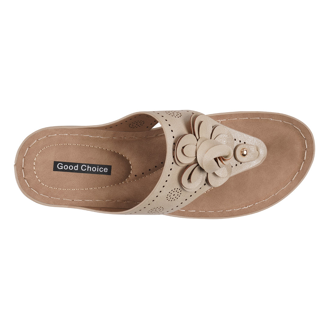 Women's Willa Gold Floral Wedge Sandals - Glamourous Grace