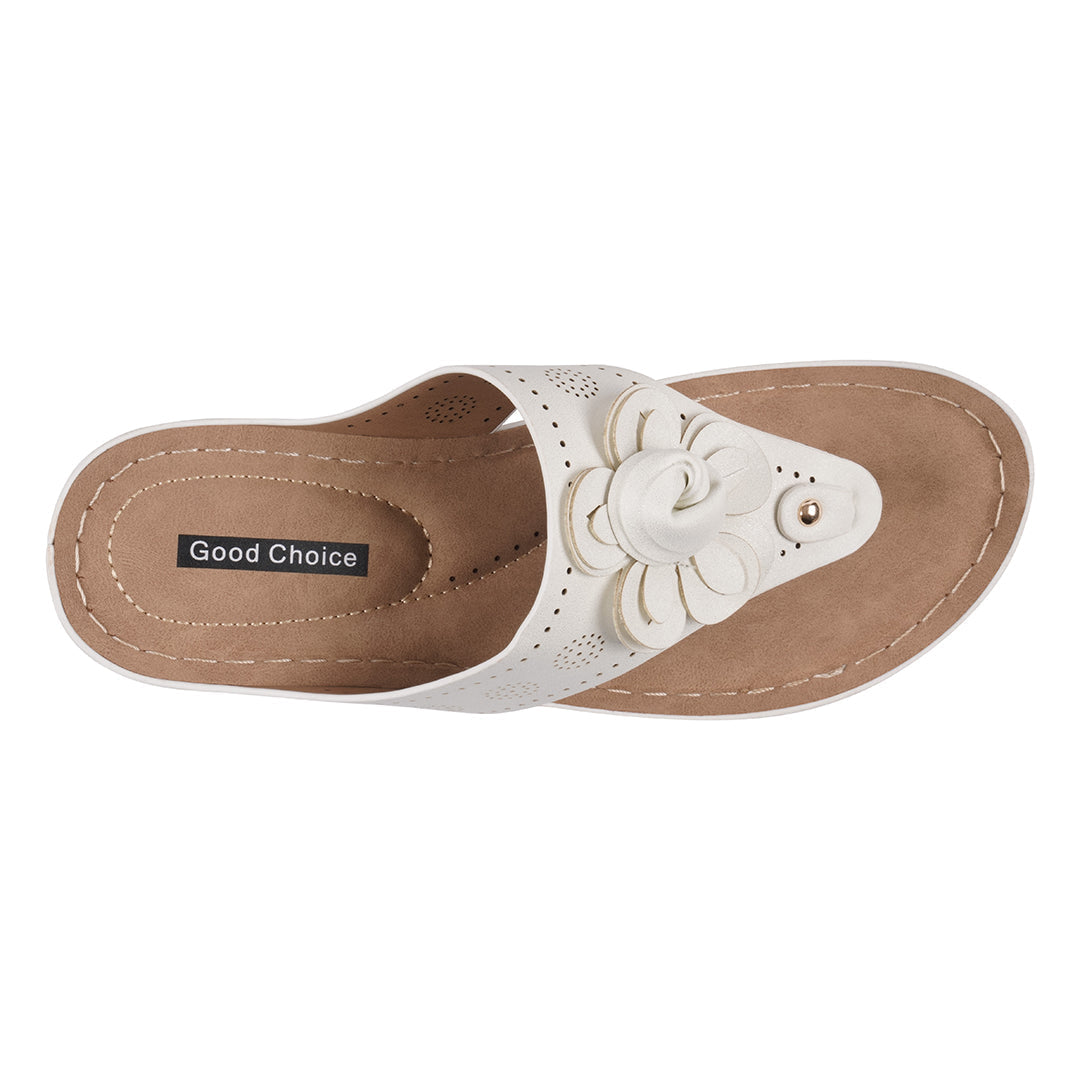 Women's Willa White Floral Wedge Sandals - Glamourous Grace