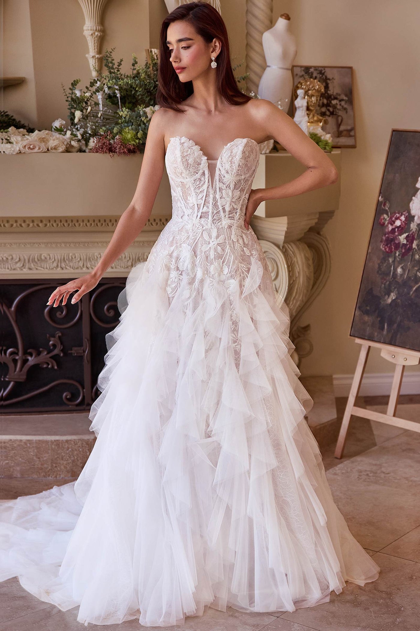 Andrea & Leo WL016 Strapless Drop Waist Cascading Wedding Dress - Glamourous Grace