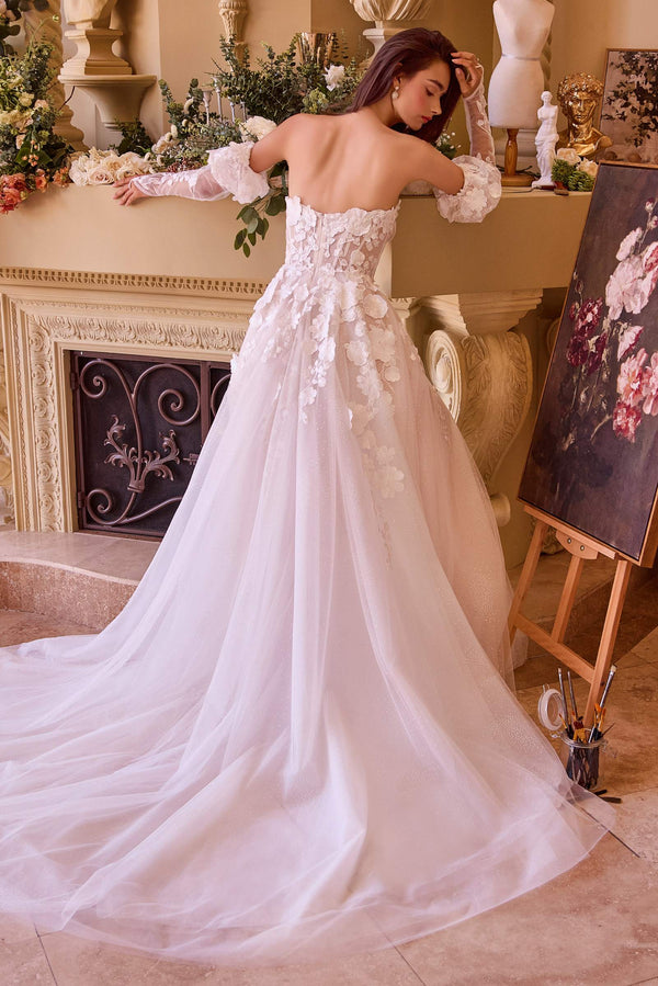 Andrea & Leo WL017 Dress Floral Applique Adorned Strapless Wedding Gown - Glamourous Grace