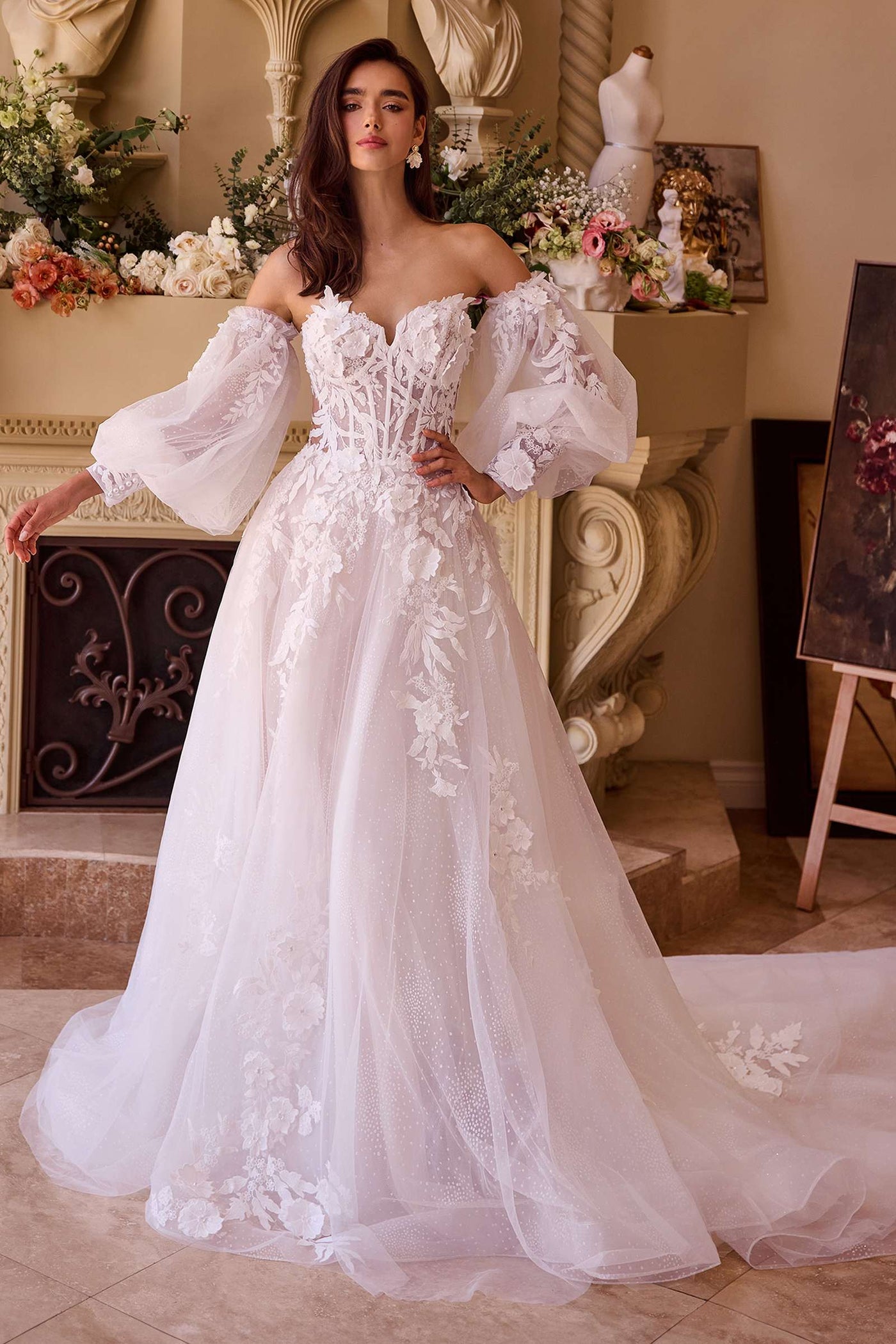 Andrea & Leo WL018 Dress Lace Appliqued A-Line Wedding Ball Gown - Glamourous Grace