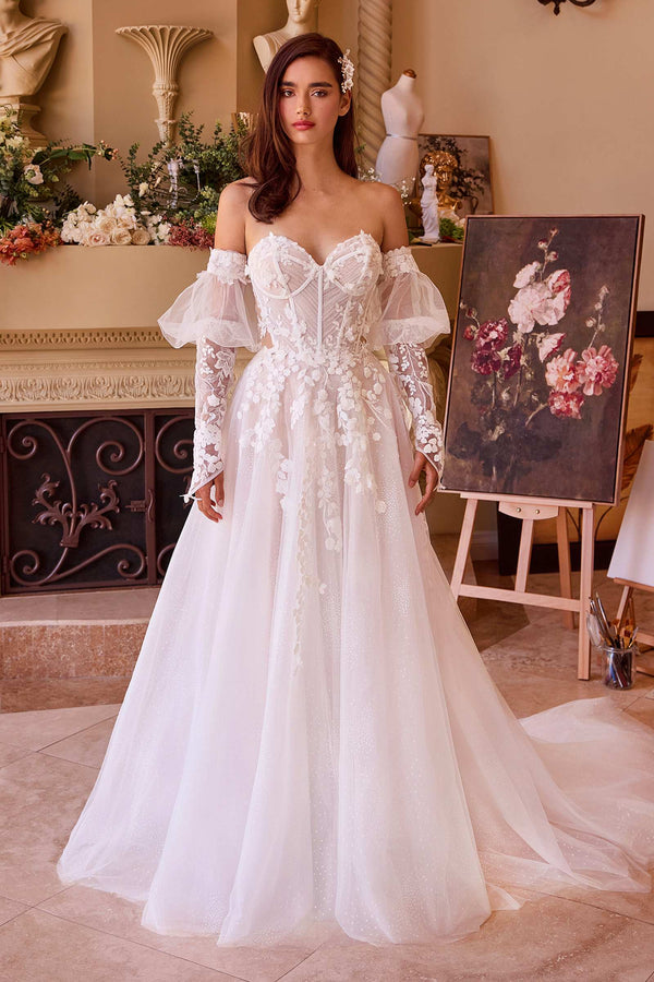 Andrea & Leo WL032 Gown Floral Appliqued Strapless Wedding Ball Gown - Glamourous Grace