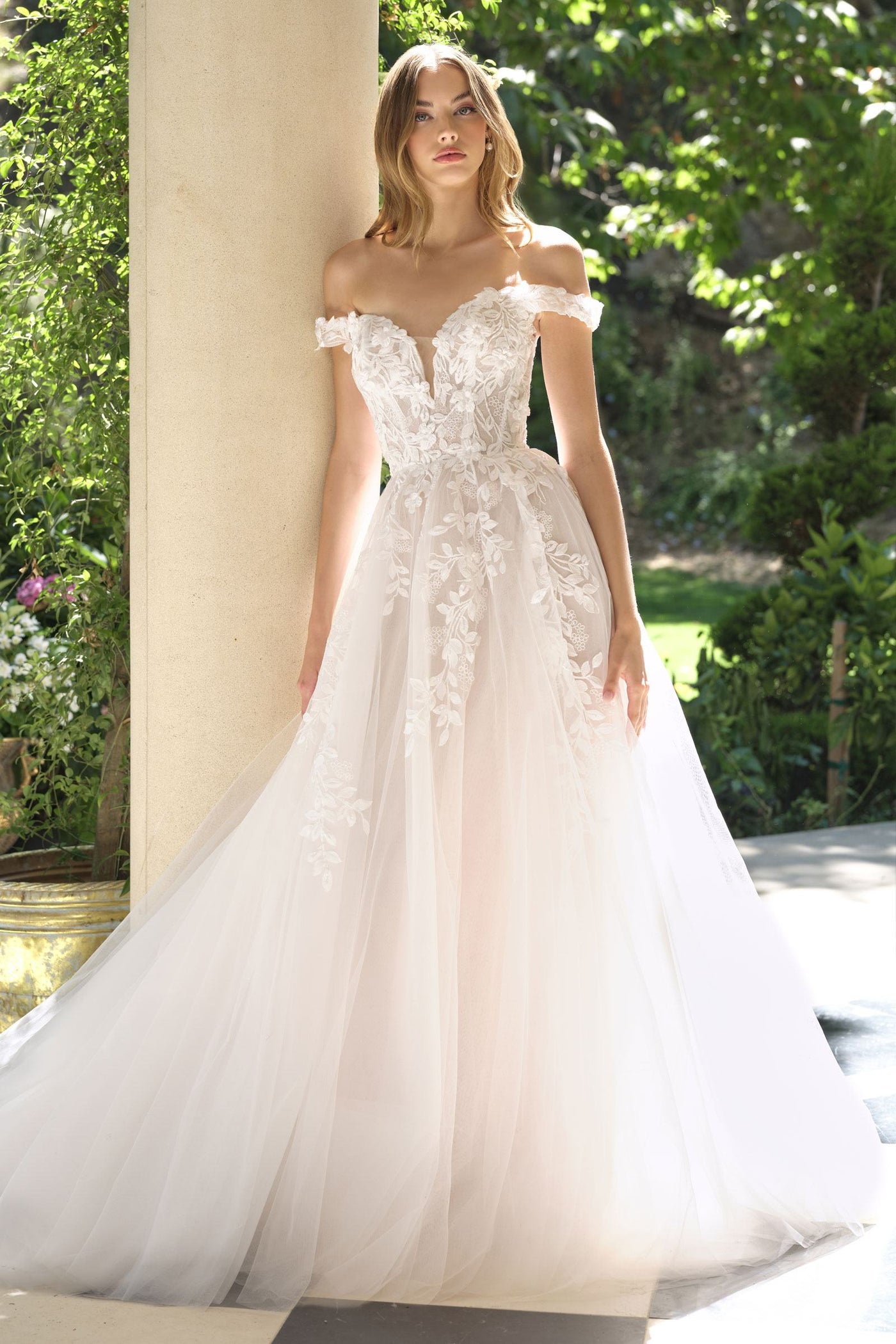 Andrea & Leo WL057 Wedding A-line Gown Off Shoulder - Glamourous Grace