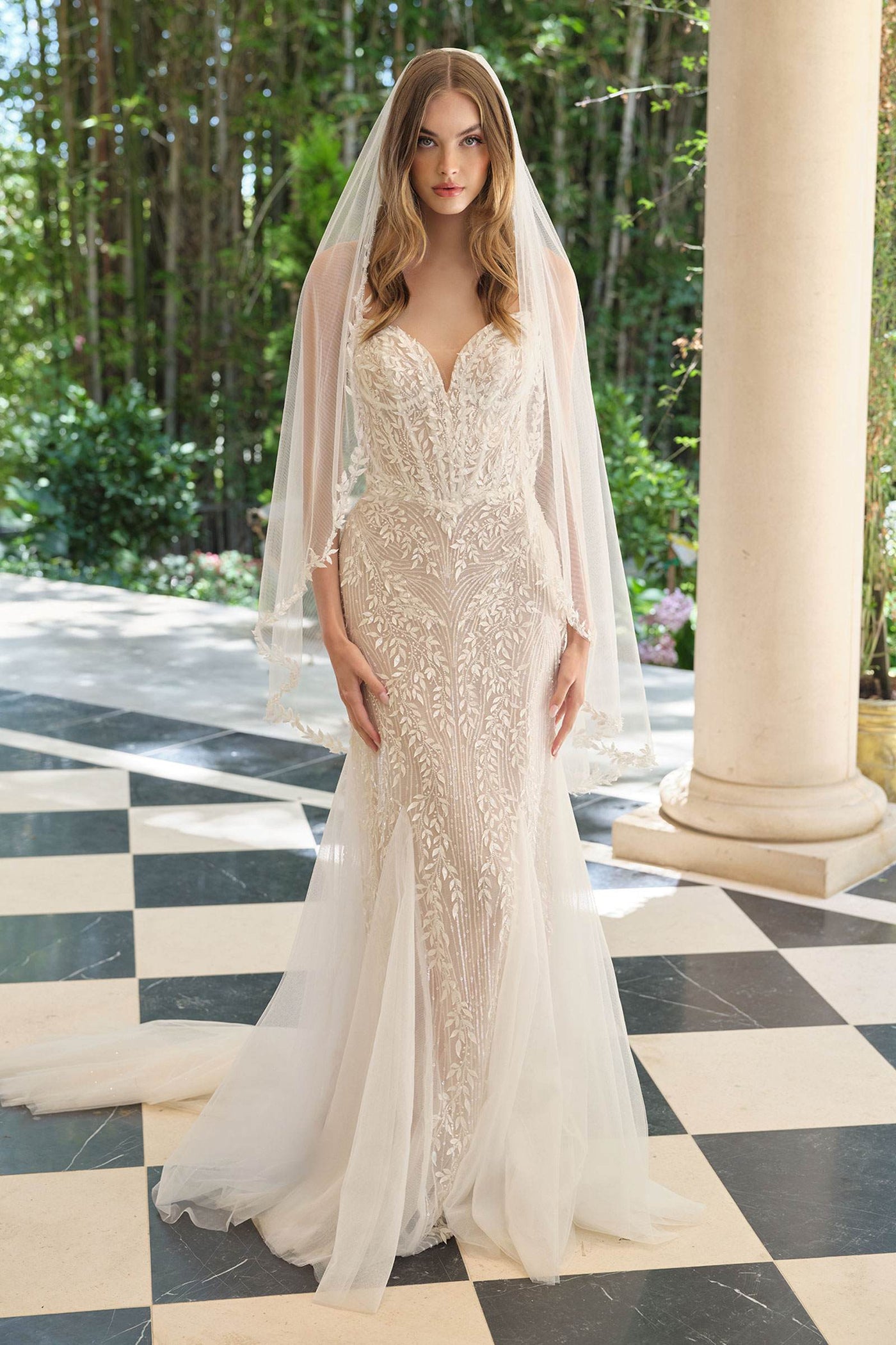 Andrea & Leo WL060 Mermaid Bridal Gown Veil Included - Glamourous Grace