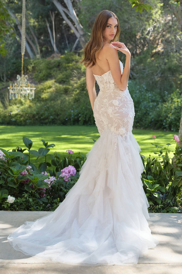 Andrea & Leo WL062 Fit and Flare Strapless Wedding Gown Includes Veil - Glamourous Grace