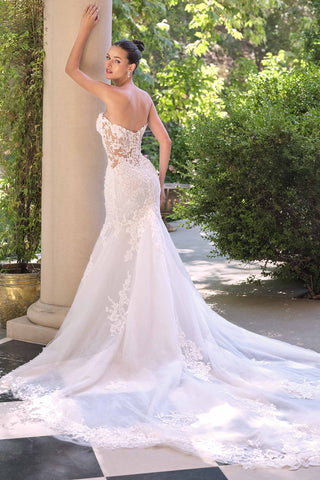 Andrea & Leo WL065 Mermaid Bridal Gown Removable Sheer Lace Sleeves