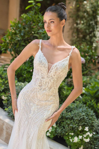 Andrea & Leo WL066 Fit and Flare Deep Illusion Wedding Gown