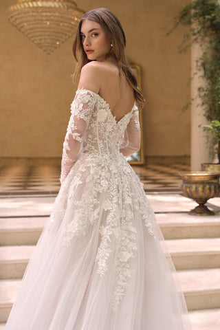 Andrea & Leo WL067 Off the Shoulder Sheer Illusion Sleeves Wedding Ball Gown