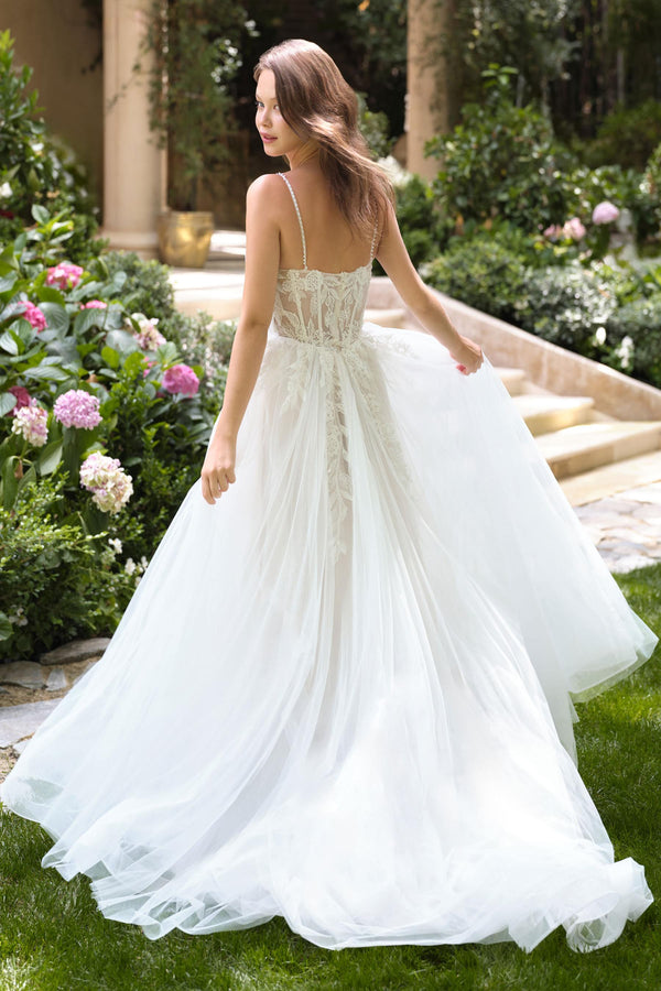 Andrea & Leo WL087 Lace Applique Spaghetti Strap A-Line Wedding Gown - Glamourous Grace