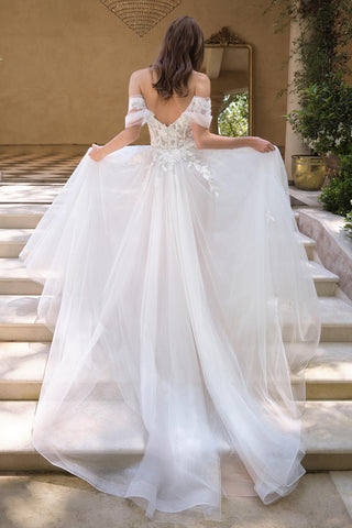 Andrea & Leo WL089 Off Shoulder Floral Lace Applique A-Line Wedding Gown