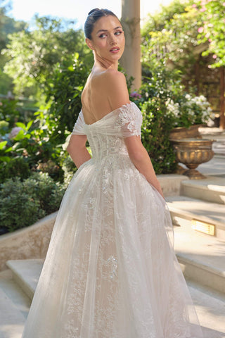 Andrea & Leo WL090 Embroidered Lace Tulle Off Shoulder Wedding Ball Gown