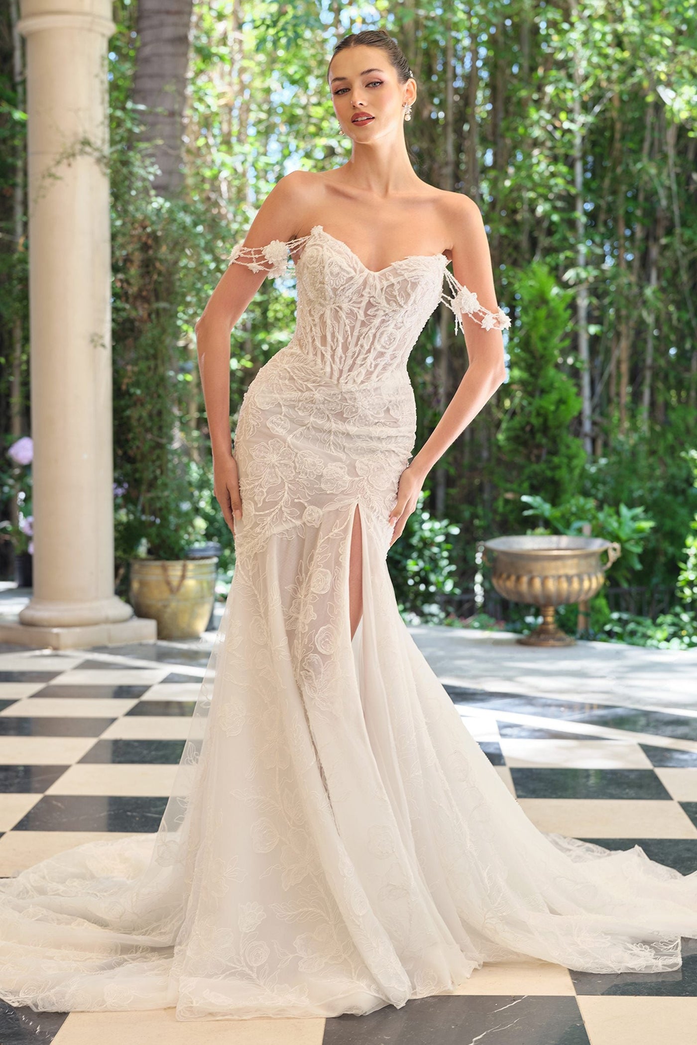 Andrea & Leo WL099 Romantic Fitted Wedding Gown Off Shoulder - Glamourous Grace