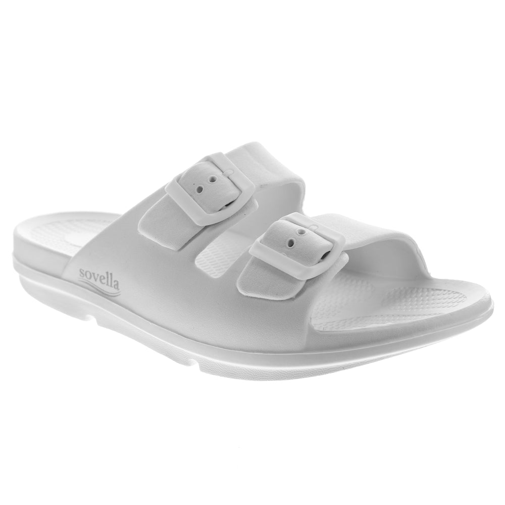 Sovella Women's Buckle Slide White - Glamourous Grace