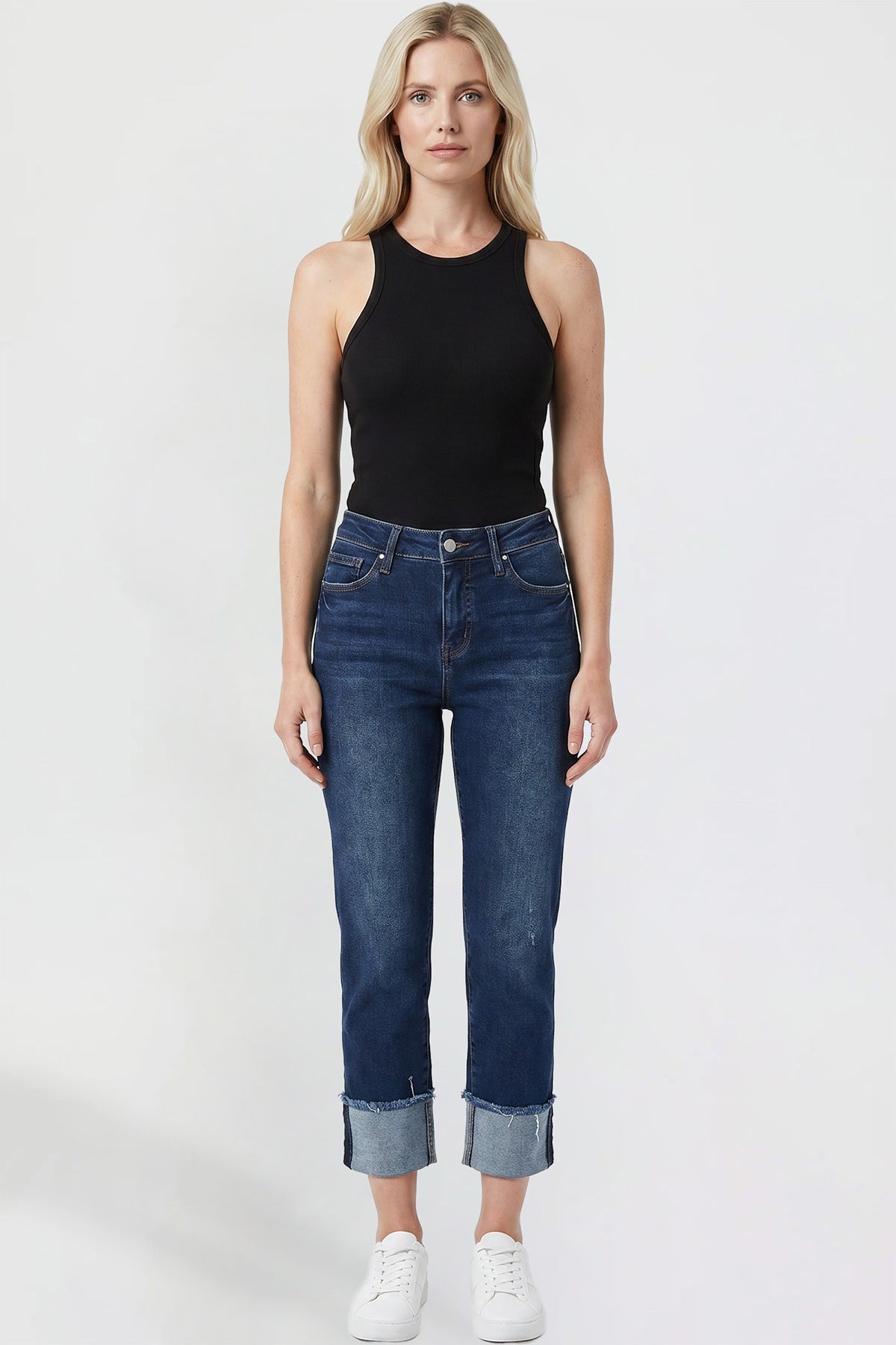 Women's Premium Stretch Cropped Mega Cuff Jeans