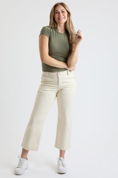 Women's High Rise Wide Leg Jeans with Elastic Back