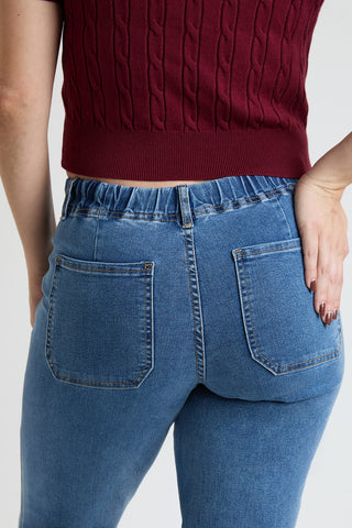 Women's Mid Rise Tie Front Wide Leg Jeans