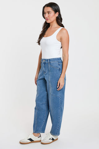 Women's High Rise Seamed Barrel Jeans