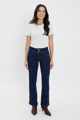 Women's 3-Button Premium Stretch Bootcut Jeans