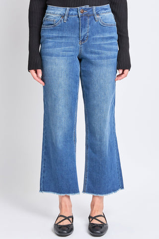 Women's High Rise Wide Leg Crop Raw Hem Jean