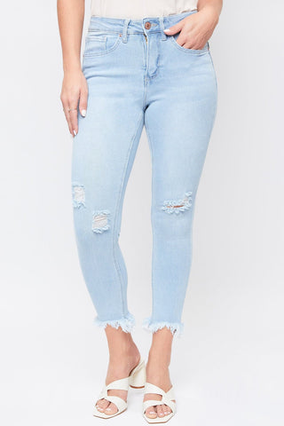 Women's Vintage High Rise Frayed Hem Ankle Jean