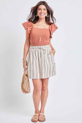 Women's High Rise Linen Cargo Skort