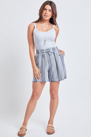Women's Linen Lounge Shorts with Frayed Hem