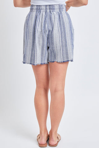 Women's Linen Lounge Shorts with Frayed Hem