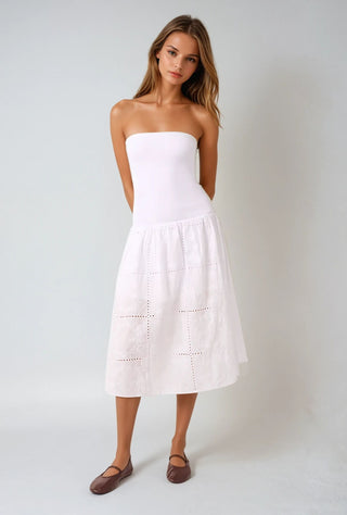 Ribbed Cotton Midi | White