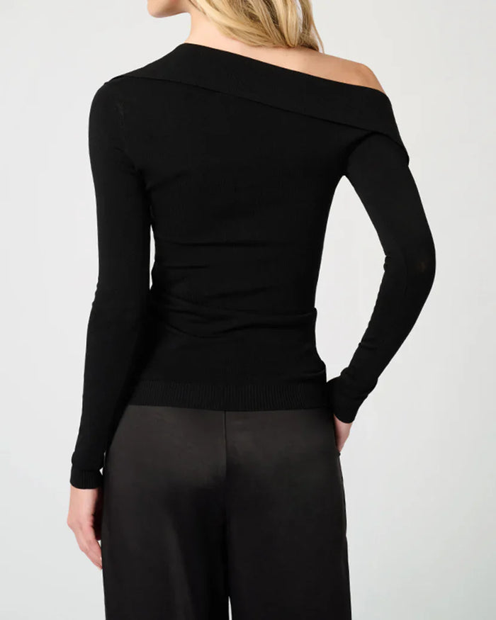 Off The Shoulder Collared Shirt | Black