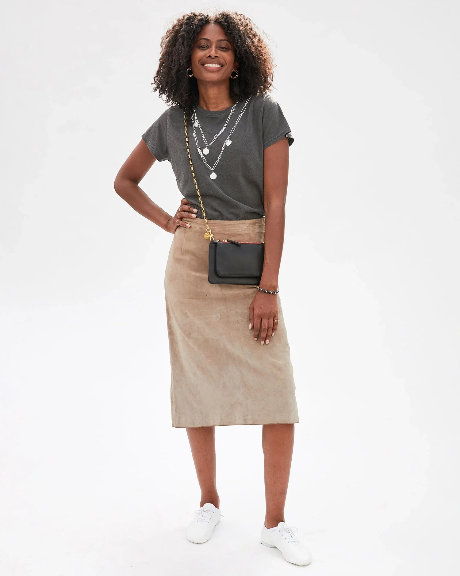 Clare V Adjustable Crossbody Strap, Brass box chain