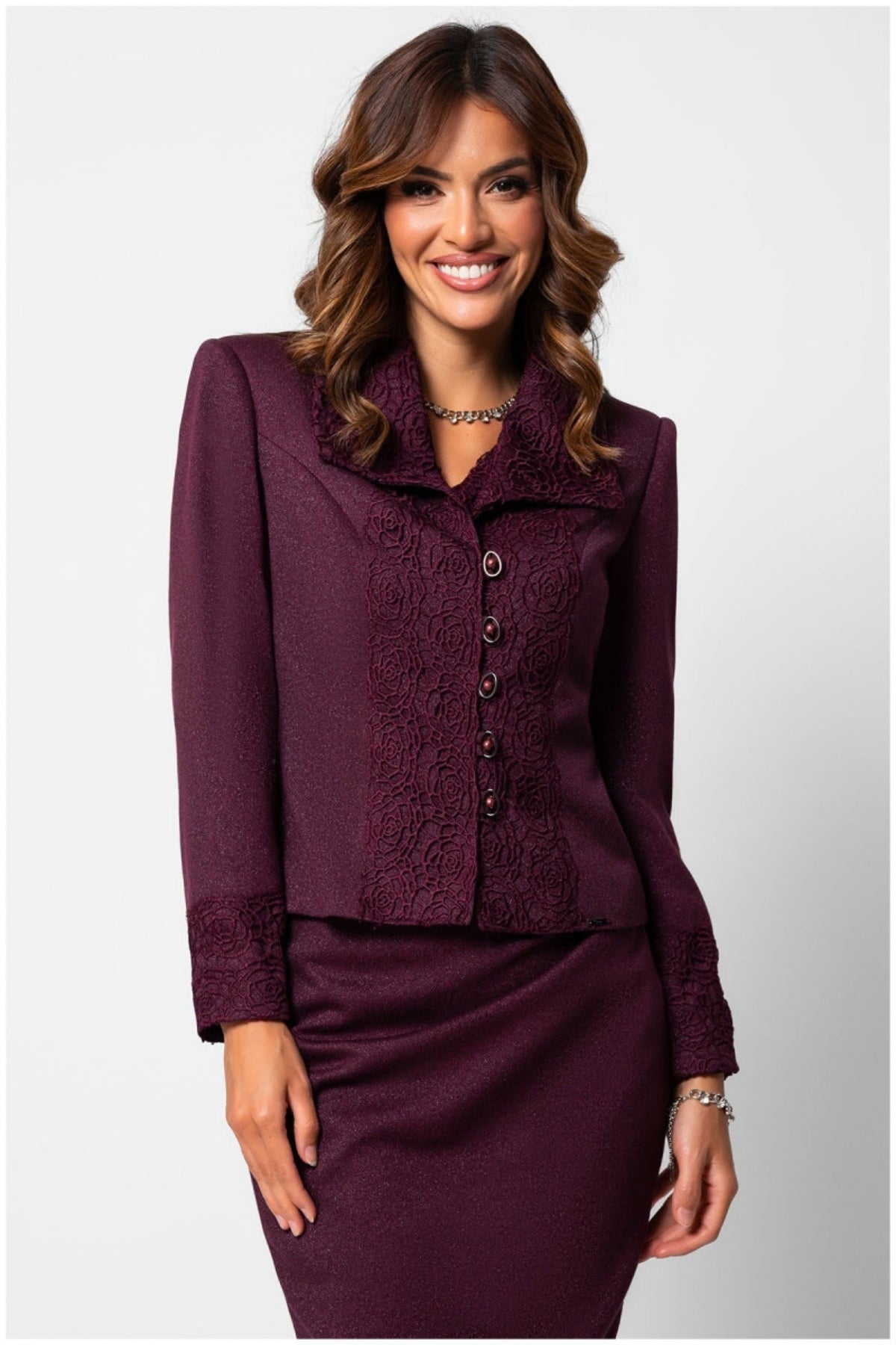 Burgundy Tailored Lace Blazer, Jody
