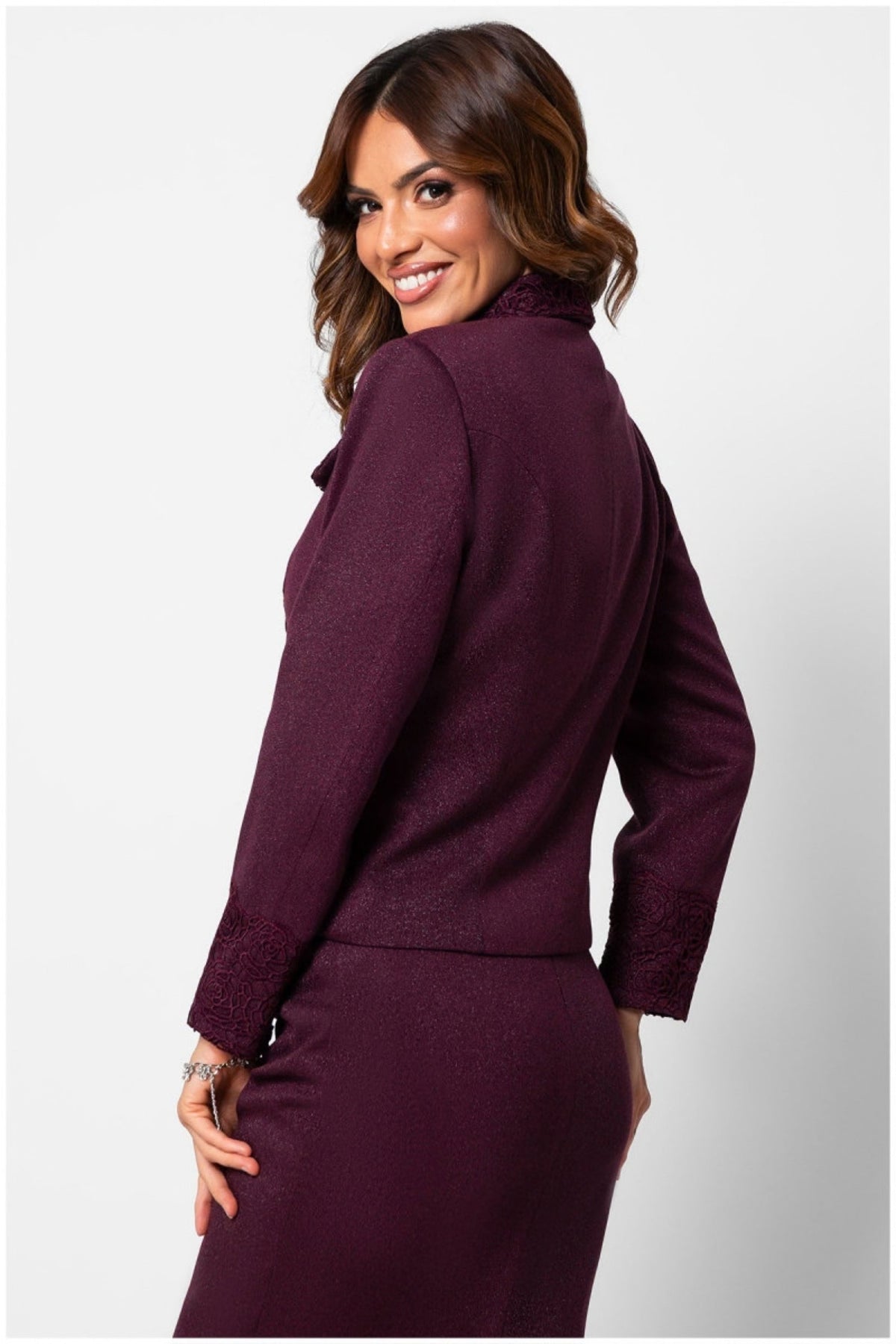Burgundy Tailored Lace Blazer, Jody