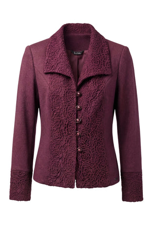 Burgundy Tailored Lace Blazer, Jody