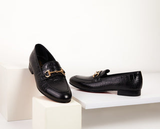 The Monaco Black Leather Men Shoe Bit Loafer
