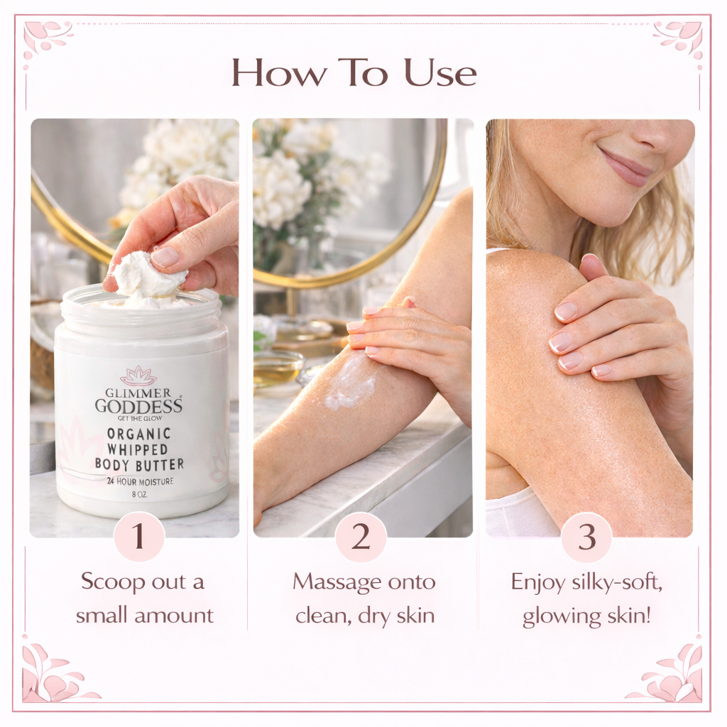 Organic Whipped Body Butter for Extremely Dry Skin 8 oz. - Glamourous Grace