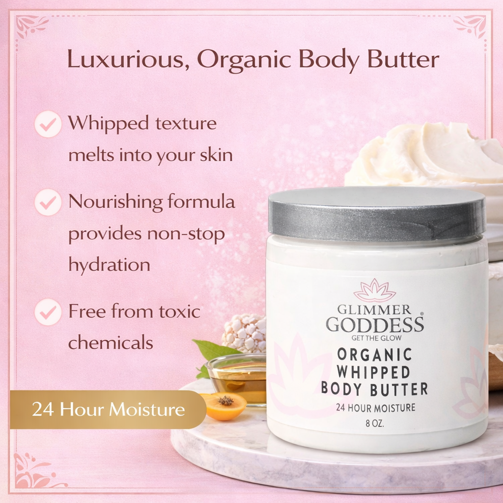 Organic Whipped Body Butter for Extremely Dry Skin 8 oz. - Glamourous Grace