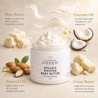 Organic Whipped Body Butter for Extremely Dry Skin 8 oz. - Glamourous Grace