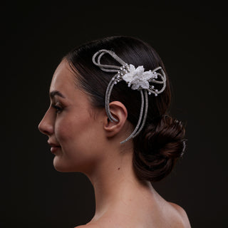 White Crystal & Pearl  Hair Comb - Glamourous Grace
