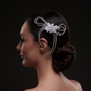 White Crystal & Pearl  Hair Comb - Glamourous Grace