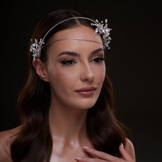White Floral Bridal Hair Band - Glamourous Grace