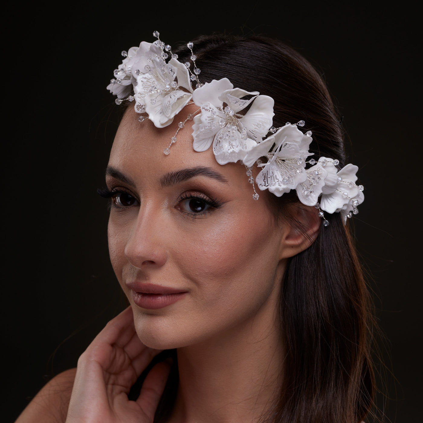 White Orchid Hair Vine - Glamourous Grace
